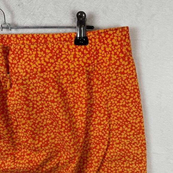 J. Crew Mini Skirt Orange Print Back Zipper Stretch Comfort Size 10 - Picture 4 of 9